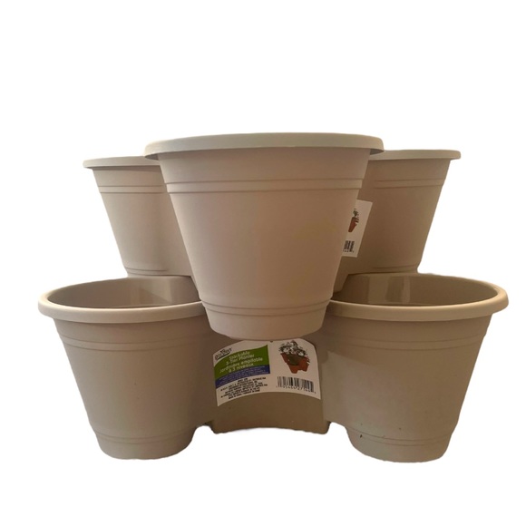 2 Tier Stackable Vertical Indoor Outdoor Plastic Garden Herb Planter Pot NWT - Picture 3 of 7